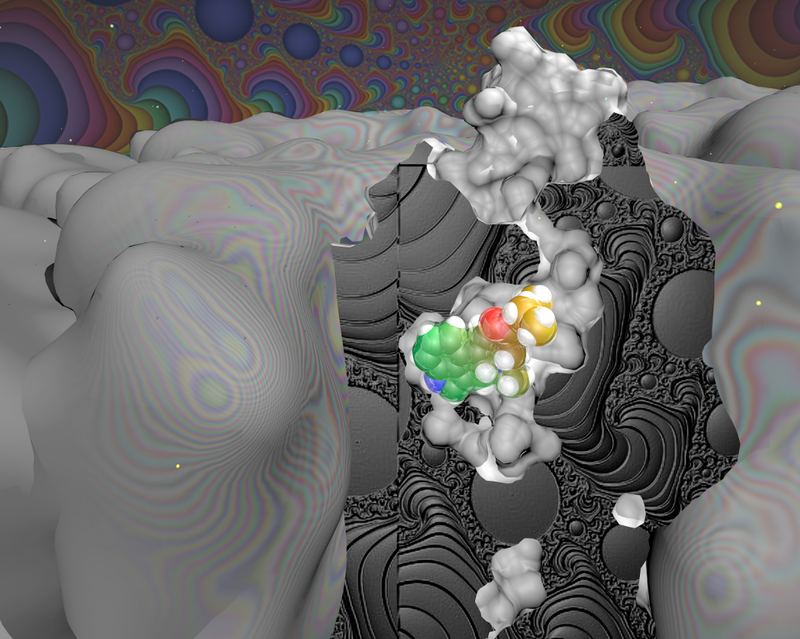 LSD bound in a serotonin receptor. (Image: Robin Betz)